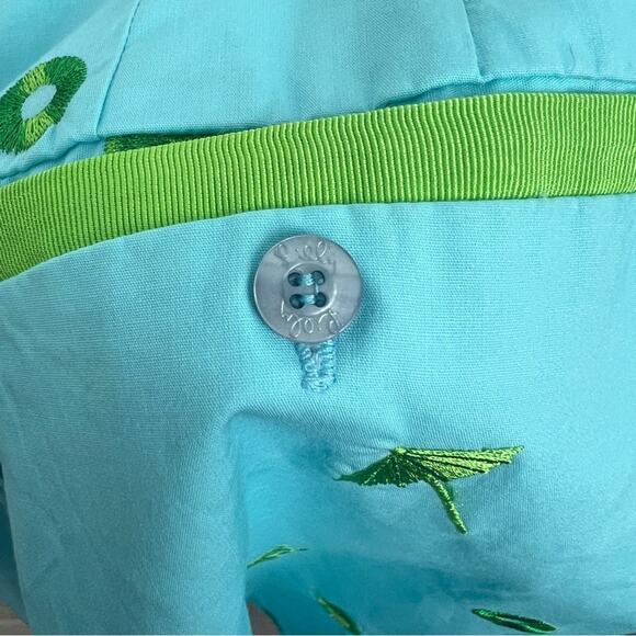 Vintage Lily Pulitzer | Blue Green Novelty Print Monkey Beach Embroidered Skirt - Picture 4 of 10